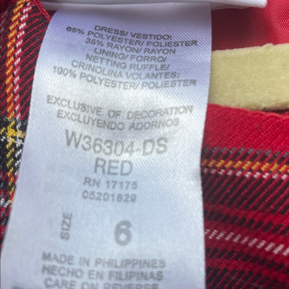 EUC- Bonnie Jean Red and Black Plaid Christmas Dress Size - Picture 6 of 12